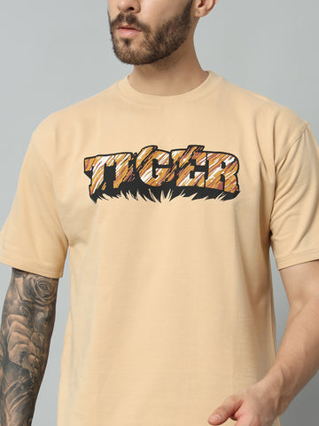 Oversize TIGER Puff Print T-Shirt
