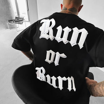 Run or Burn Digital Print Oversized T-Shirt