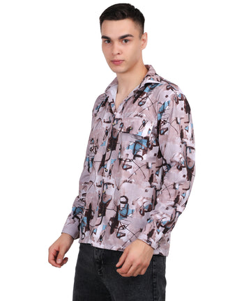 Men's Mini Waffle Digital Print Shirt (ART- 5430)