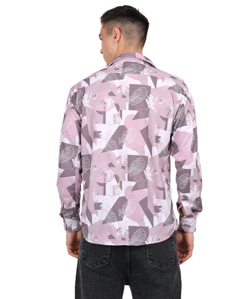 Men's Mini Waffle Pink Digital Print Shirt (ART-5230)