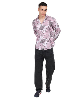 Men's Mini Waffle Pink Digital Print Shirt (ART-5230)