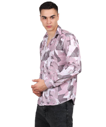 Men's Mini Waffle Pink Digital Print Shirt (ART-5230)