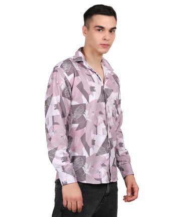 Men's Mini Waffle Pink Digital Print Shirt (ART-5230)