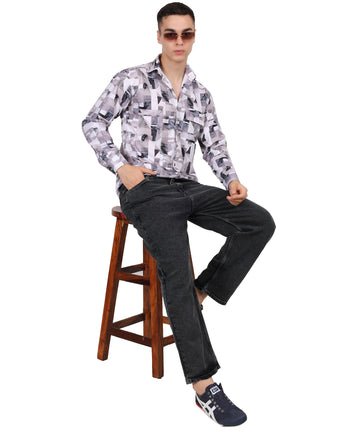 Men's Mini Waffle Digital Print Shirt (ART- 5210)