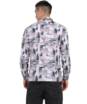Men's Textured Mini Waffle Digital Print Shirt