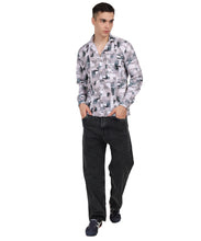 Men's Textured Mini Waffle Digital Print Shirt