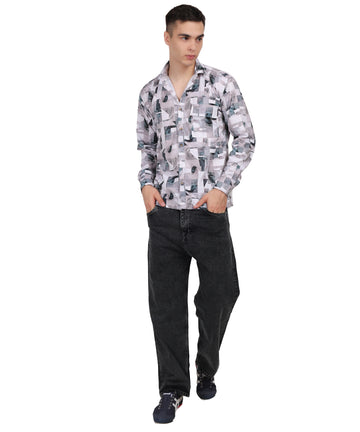 Men's Textured Mini Waffle Digital Print Shirt