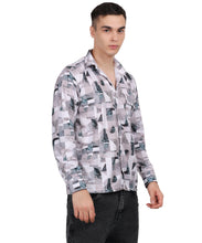 Men's Textured Mini Waffle Digital Print Shirt
