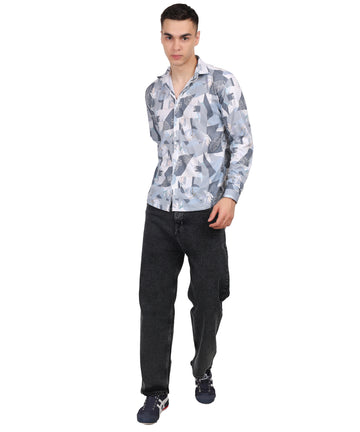 Men's Mini Waffle Digital Print Shirt (ART-5120)