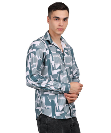 Men's Mini Waffle Green Digital Print Shirt