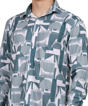Men's Mini Waffle Green Digital Print Shirt