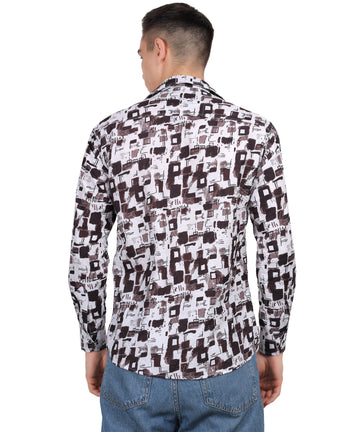 Men’s Crushing Black White Digital Print Shirt
