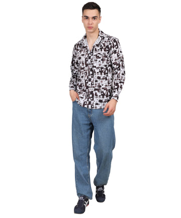 Men’s Crushing Black White Digital Print Shirt