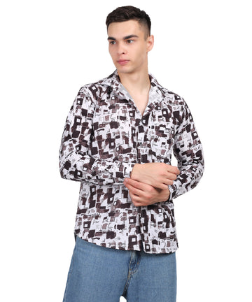Men’s Crushing Black White Digital Print Shirt