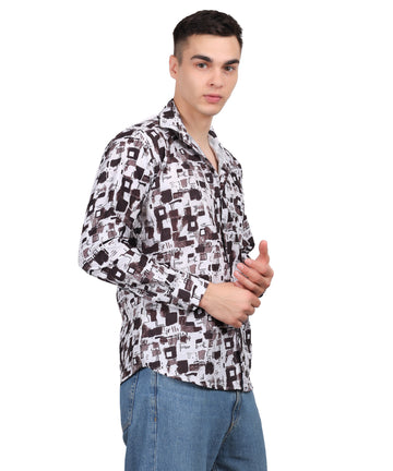 Men’s Crushing Black White Digital Print Shirt