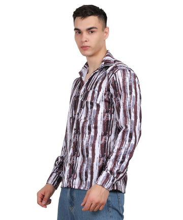 Men's Mini Waffle Brown Digital Print Shirt