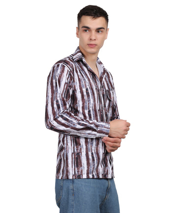 Men's Mini Waffle Brown Digital Print Shirt