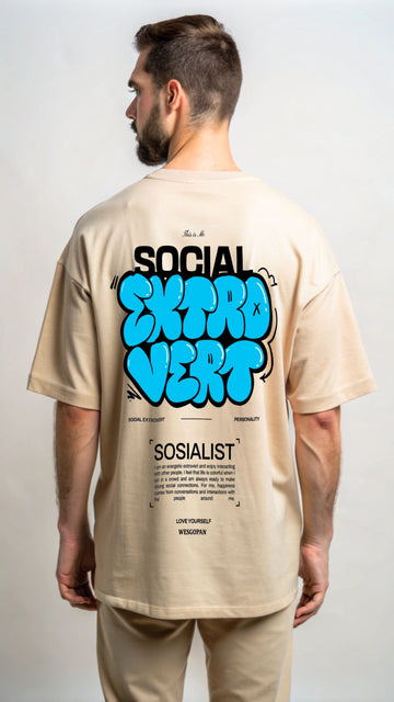 SOCIAL EXTRA VERT Digital Print Oversized T-Shirt