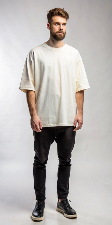 Oversized Plain Cream T-Shirt