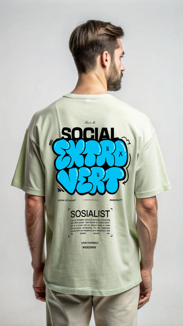 SOCIAL EXTRA VERT Digital Print Oversized T-Shirt