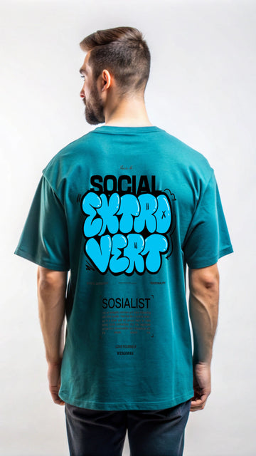SOCIAL EXTRA VERT Digital Print Oversized T-Shirt