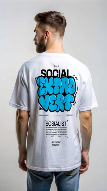 SOCIAL EXTRA VERT Digital Print Oversized T-Shirt